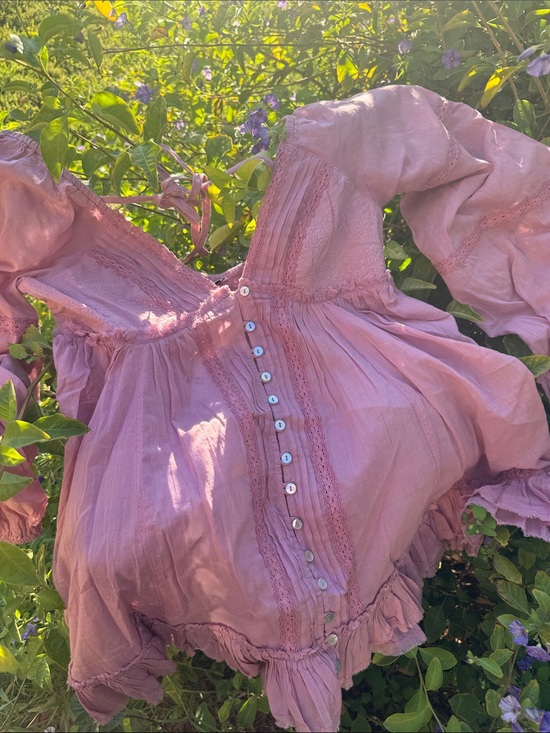 Kimchi Blue Tops - Urban Outfitters Kimchi Blue Dusty Rose Lace-Trim Button Front Blouse NWT